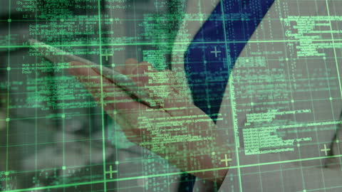 Data Processing Overlay on Modern Cityscape