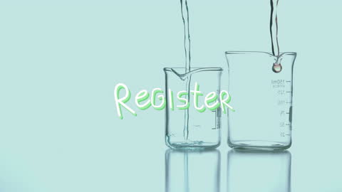 Beakers with Liquid Animation Featuring Register Text