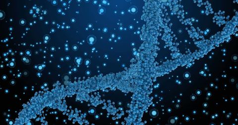 Digital DNA Helix Structure on Blue Background