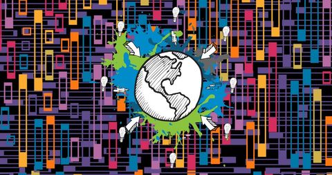Colorful abstract globe with creative enthusiast concept