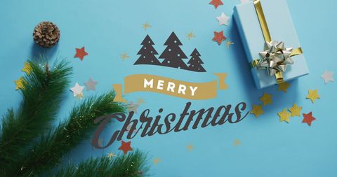 Christmas Greeting Message with Gift and Festive Decorations - Download Free Stock Images Pikwizard.com