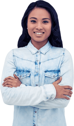 Confident Young Asian Woman Crossing Arms Transparent Background