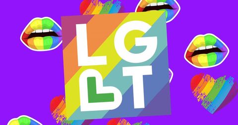 Rainbow Pride LGBT Symbol with Colorful Lips Illustration