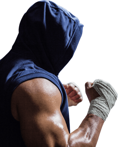 Muscular Man in Blue Hoodie with Boxing Stance on Transparent Background - Download Free Stock Videos Pikwizard.com