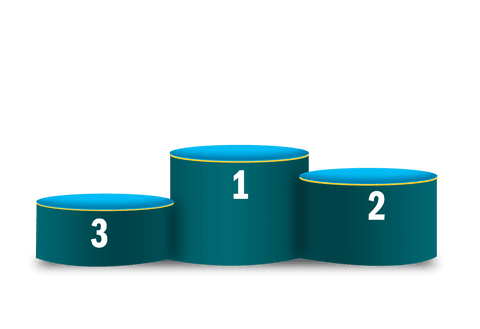 Transparent 3d podium with numbers for winning representations