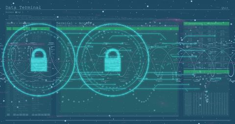 Cybersecurity Visualization with Digital Padlocks and Data Streams - Download Free Stock Images Pikwizard.com