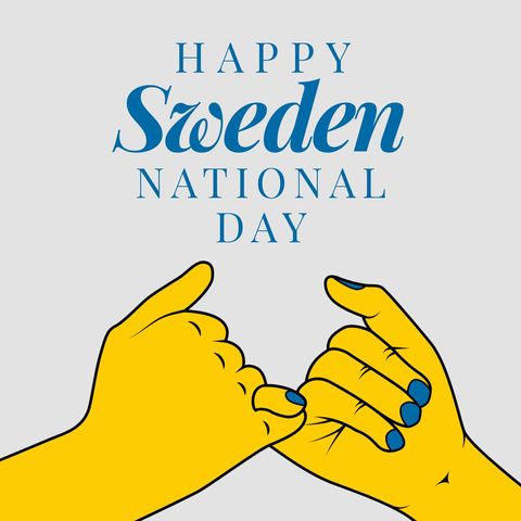 celebrating sweden national day with linked yellow hands design - Download Free Stock Templates Pikwizard.com