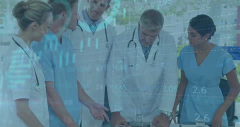 Collaborative Medical Team with Financial Data Overlay