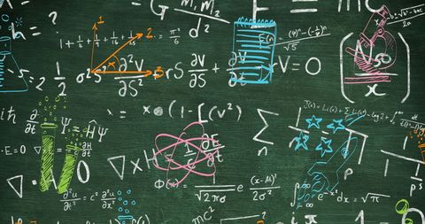 Mathematical Equations on Green Chalkboard Background Design - Download Free Stock Images Pikwizard.com