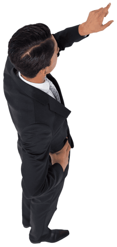 Biracial Businessman Strategically Pointing on Transparent Background