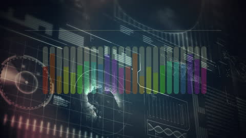 Futuristic Data Visuals with Colorful Bar Graphs in Motion