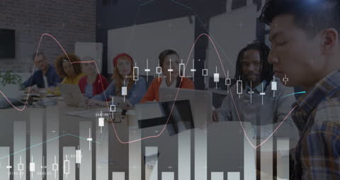 Diverse Team Analyzing Complex Financial Data on Laptops