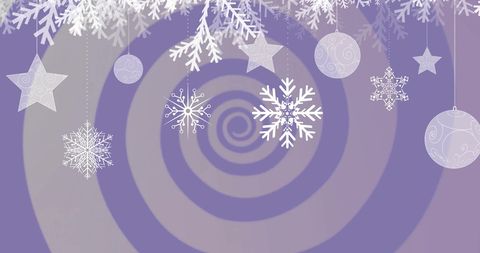 Festive Snowflakes on Purple Spiral Background