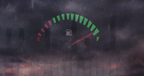 Data Driven Speedometer Amidst Rainy Cloudy Background