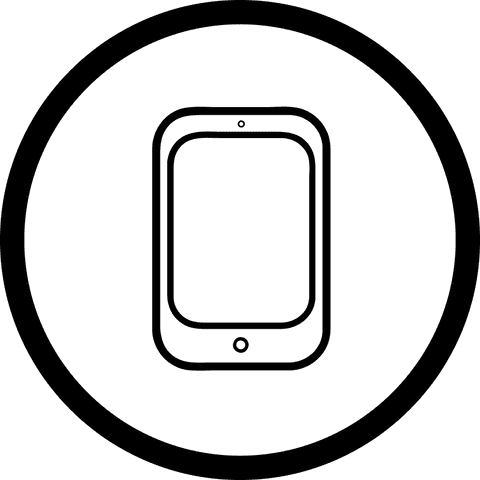 Circular vector with tablet on transparent background