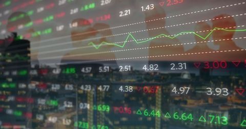 Financial Market Tracking Overlapping Cityscape and Business People - Download Free Stock Images Pikwizard.com