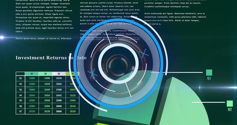 Futuristic digital interface with data graphics