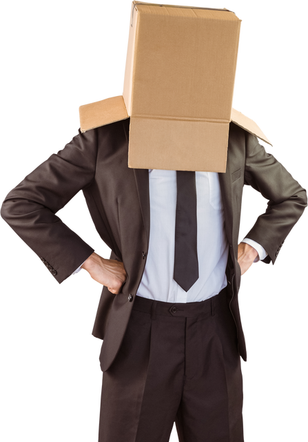 Transparent Background Businessman with Box on Head Standing Confidently - Download Free Stock Videos Pikwizard.com