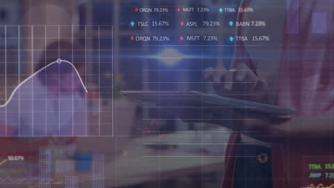 Digital Financial Data Analysis in Modern Office Concept