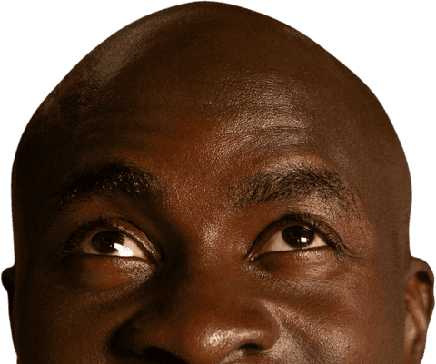 Transparent Happy African American Man Eyes Looking Up