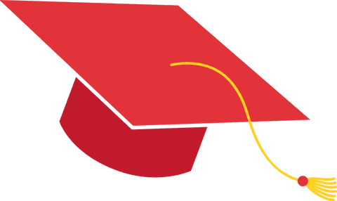 Transparent Red Graduation Cap with Gold Tassel Vector Illustration