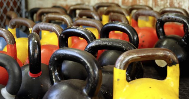 Colorful Kettlebells in Gym for Strength Training - Download Free Stock Images Pikwizard.com