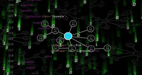 Digital Network Connection Highlighting Central Node in Cybersecurity