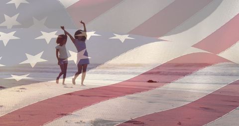 Joyful Mother and Daughter Dancing at Sunset on Beach