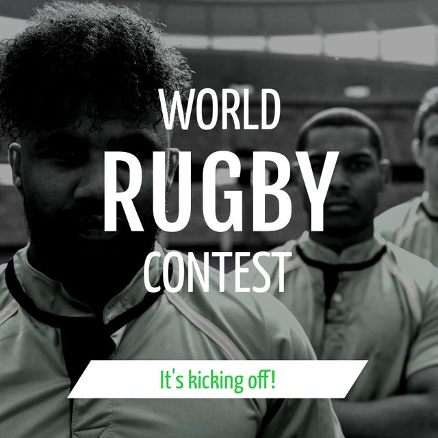 Composition of world rugby contest text over diverse rugby players - Download Free Stock Videos Pikwizard.com