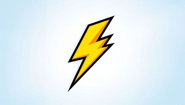 Yellow lightning bolt icon with bold black outline and orange accent