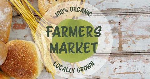 Organic Farmers Market Bread with Eco-themed Overlay