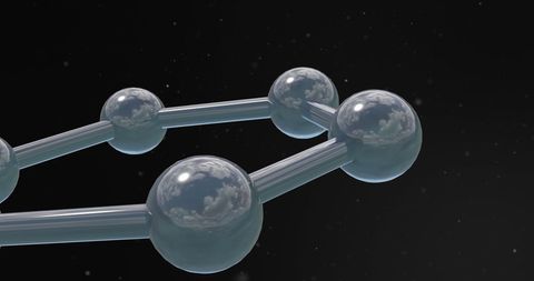 3d molecular structure on dark background reflecting sky