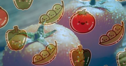 Fresh Tomatoes with Cute Vegetable Illustrations Overlay - Download Free Stock Images Pikwizard.com