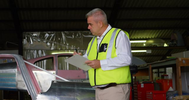 Quality Control Inspector Checking Aircraft Manufacturing - Download Free Stock Images Pikwizard.com