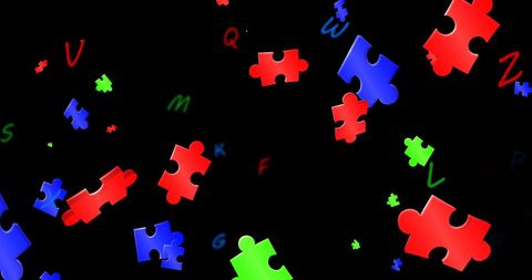 Colorful Puzzle Pieces Floating Against Black Background - Download Free Stock Images Pikwizard.com