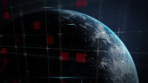 Digital Grid and Data Processing over Globe Illustration