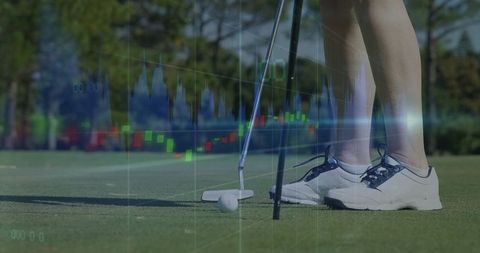 Golf putting over candlestick chart overlay