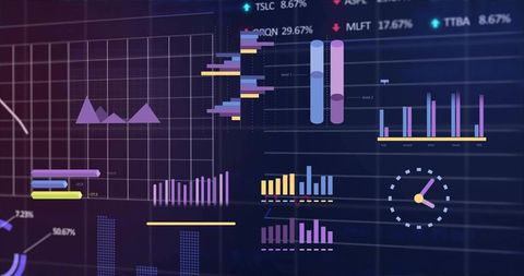 Visualizing Futuristic Neon Analytics Dashboard with Interactive Bar Charts and 3D Columns