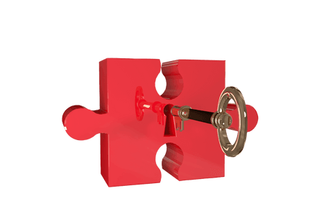 red puzzle piece with key on transparent background - Download Free Stock Videos Pikwizard.com