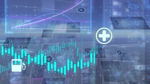 Futuristic Finance and Technology Infographic with Animated Graphs