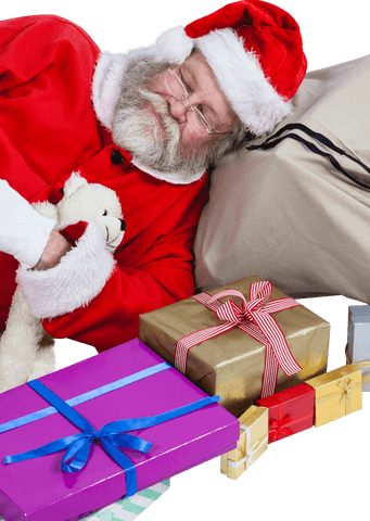 transparent santa claus sleeping beside holiday presents - Download Free Stock Videos Pikwizard.com