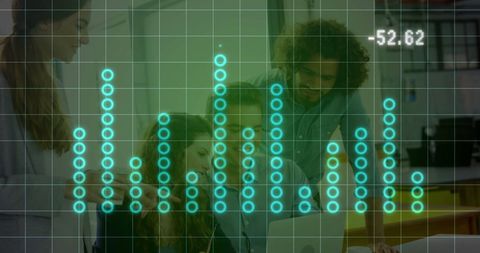 Team Collaborating Over Digital Audio Visualization - Download Free Stock Images Pikwizard.com