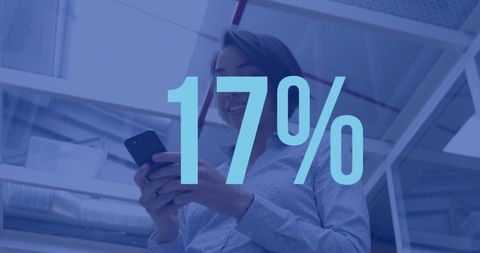 Businesswoman Interacting with Phone and Digital Percent Overlay - Download Free Stock Images Pikwizard.com