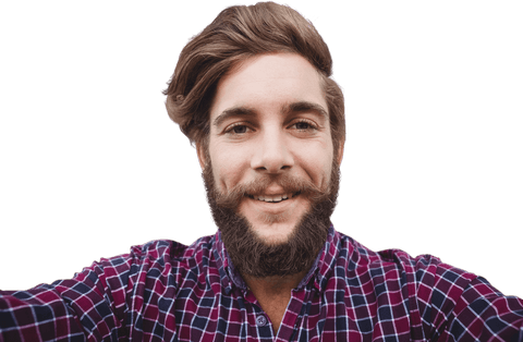 smiling man with beard capturing selfie on transparent background - Download Free Stock Videos Pikwizard.com