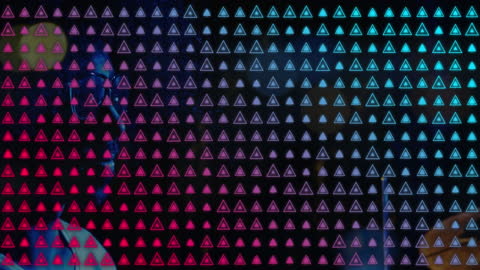 Abstract Digital Tunnel with Moving Triangular Patterns