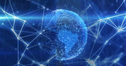 Digital Globe with Networking Lines on Blue Background - Download Free Stock Images Pikwizard.com