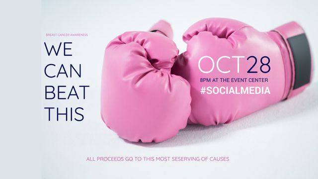 Pink Boxing Gloves Representing Breast Cancer Awareness and Women's Empowerment - Download Free Stock Templates Pikwizard.com