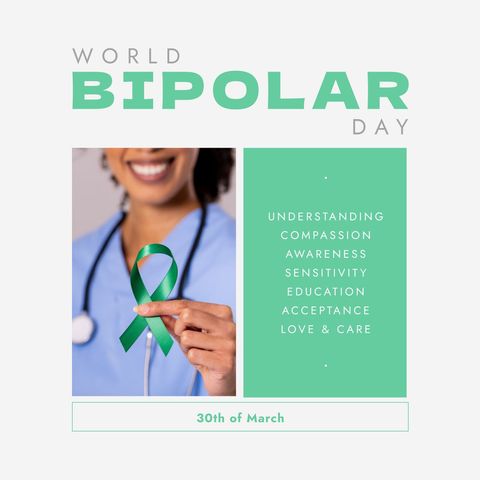 world bipolar day with doctor holding green awareness ribbon - Download Free Stock Templates Pikwizard.com