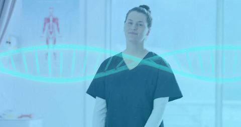 Healthcare Professional in Laboratory with DNA Overlay