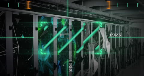 Digital Network Scanning in High-Tech Server Room Animation